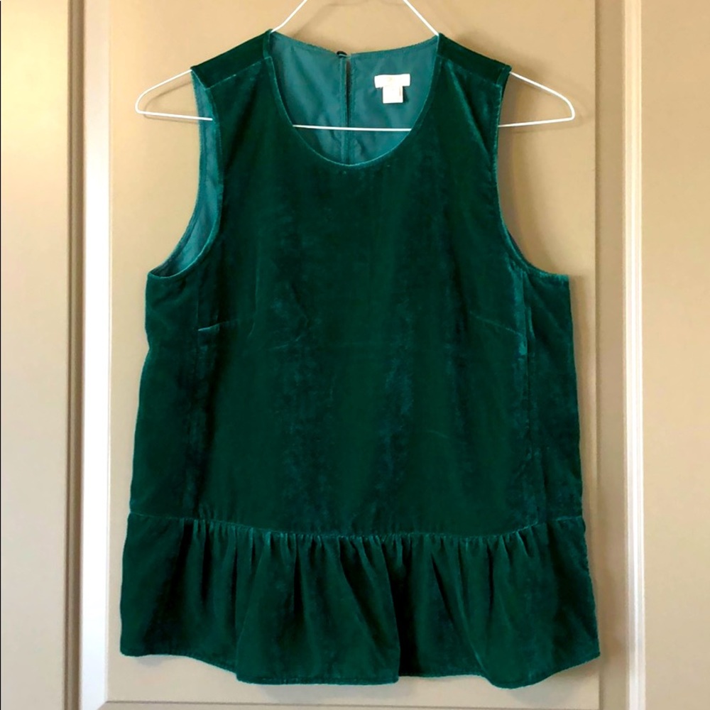 Green velour peplum top